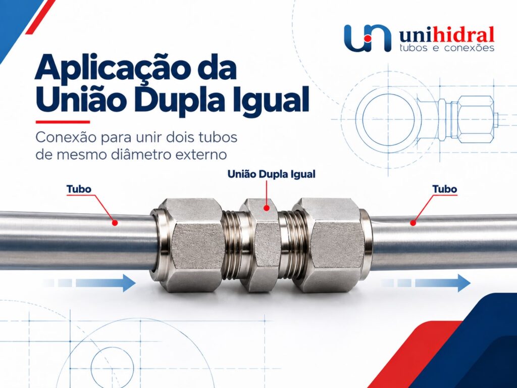 Aplicação da União Dupla Igual entre tubos de mesmo diâmetro