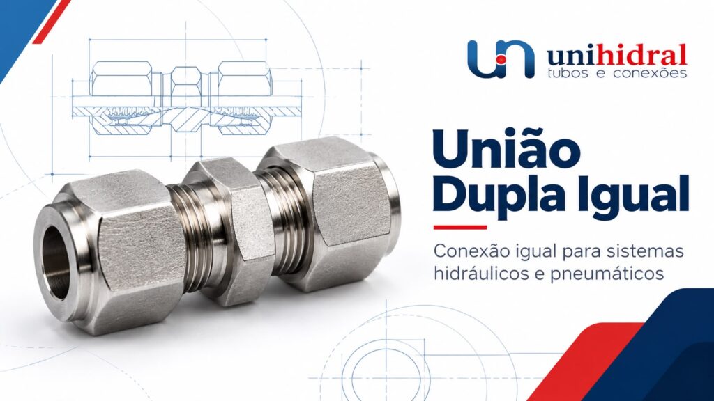 União Dupla Igual para tubos em sistemas hidráulicos